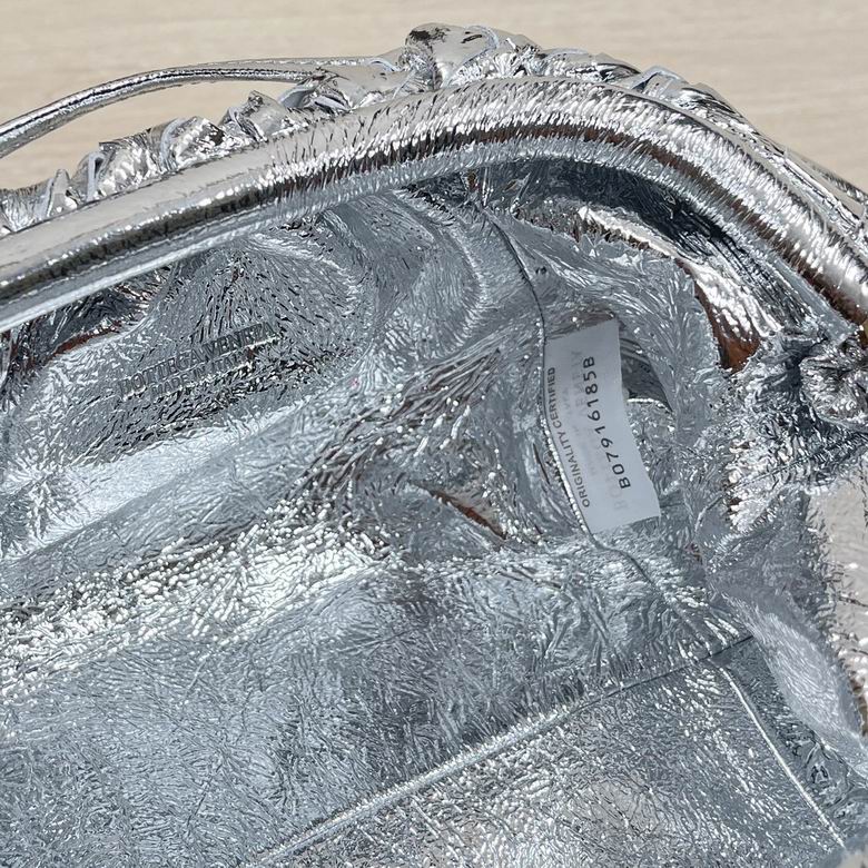 Bottega Veneta Metallic Silver Mini Pouch Clutch