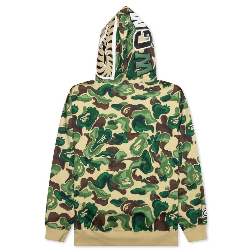 A BATHING APE BAPE ART CAMO SHARK HOODIE - GREEN