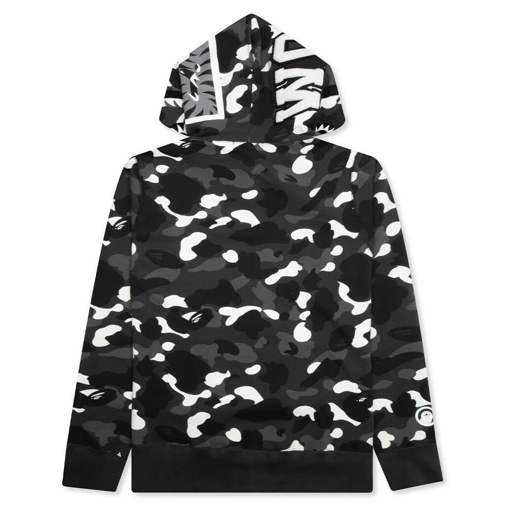 A BATHING APE CITY CAMO SHARK FULL ZIP HOODIE - BLACK