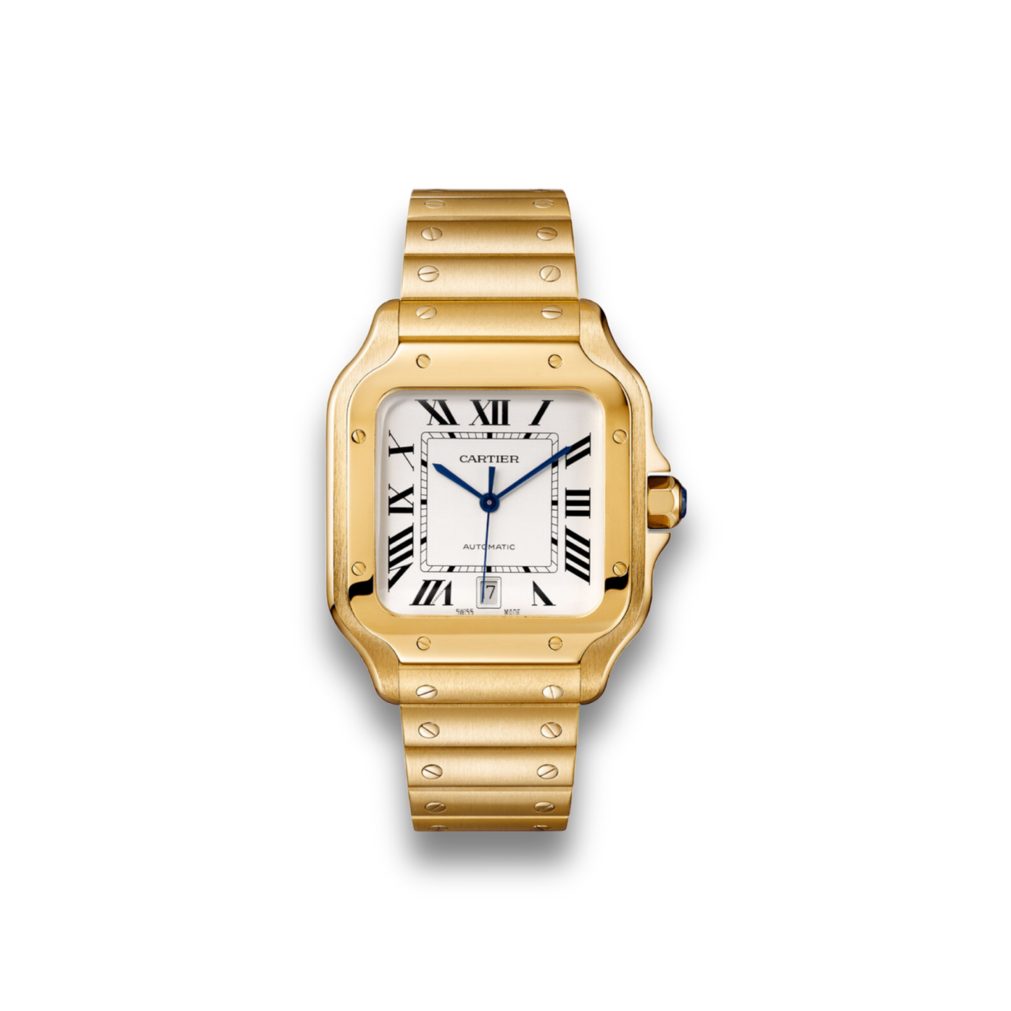 Cartier De Santos white Dial 39 mm, Yellow Gold bracelet