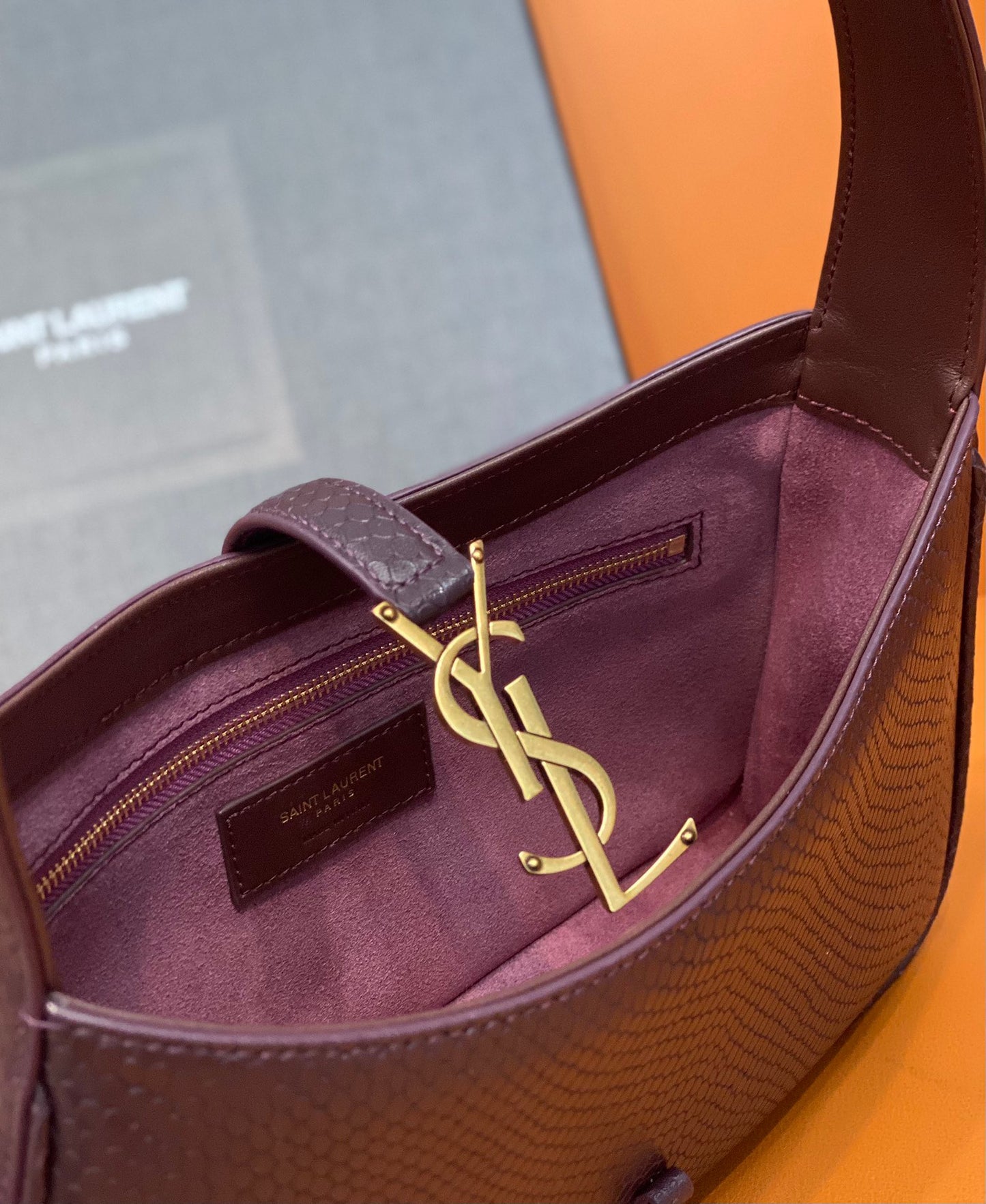 YSL Le 5 À 7 Hobo Bag In Grundy Croco