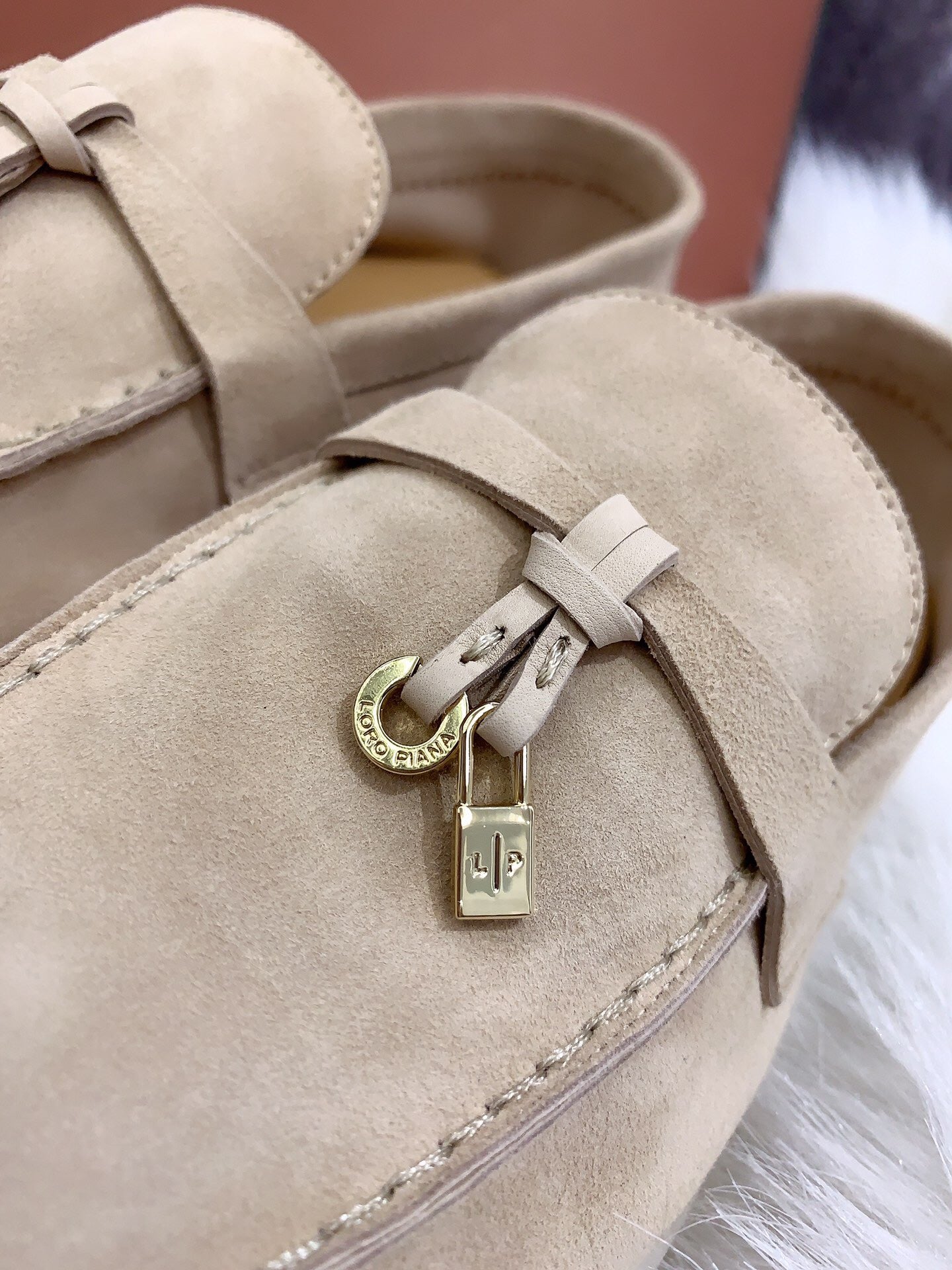 Loro Piana Summer Charms Walk Loafers in Beige