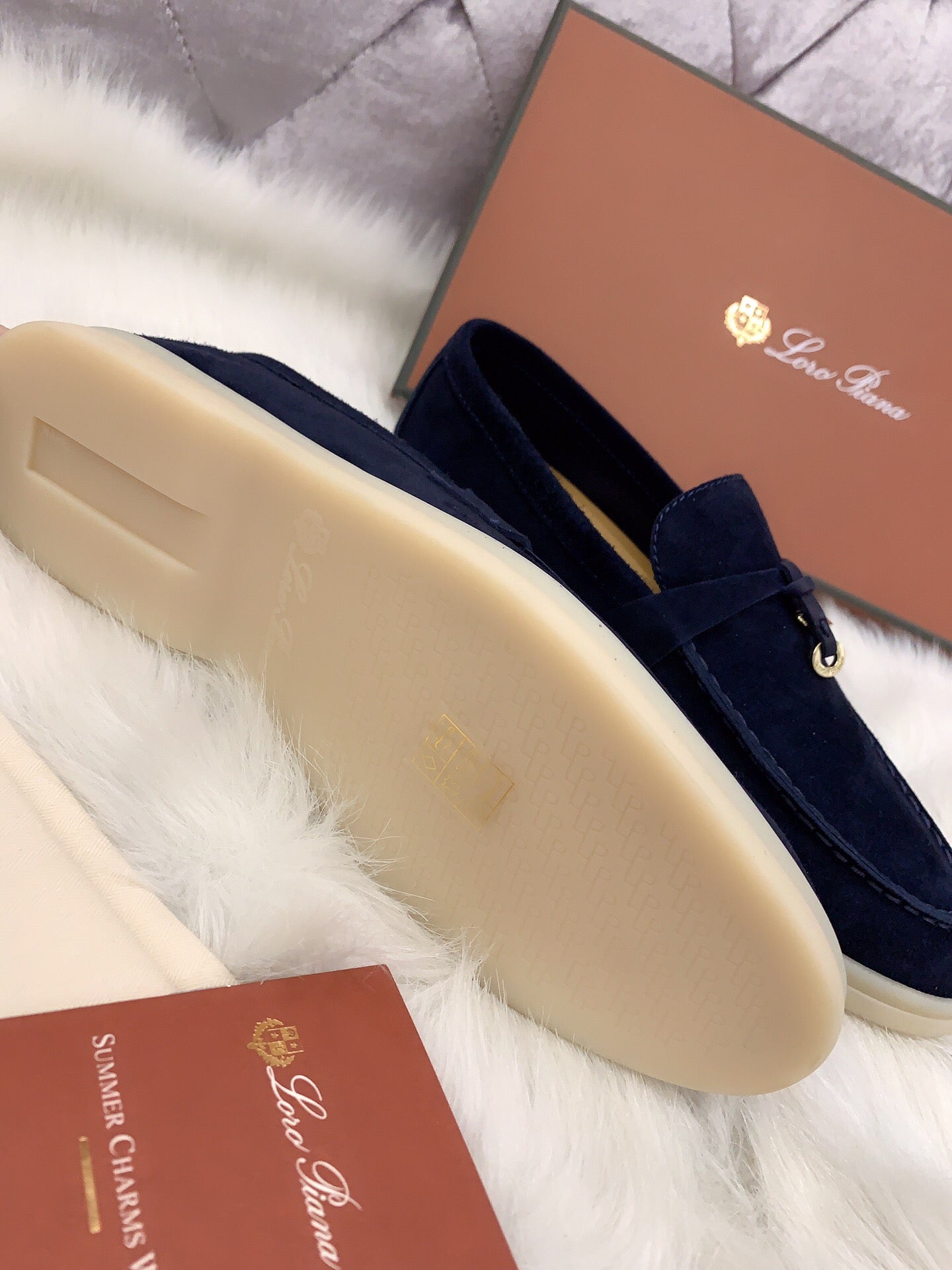 Loro Piana Summer Charms Walk Loafers Dark Navy