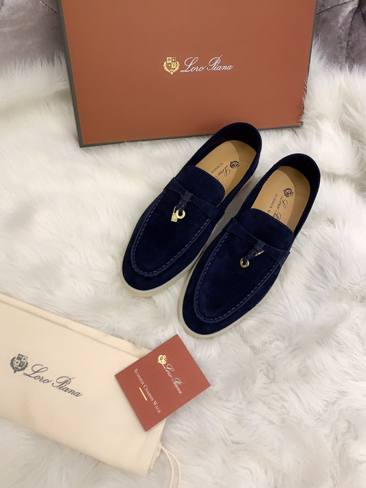 Loro Piana Summer Charms Walk Loafers Dark Navy