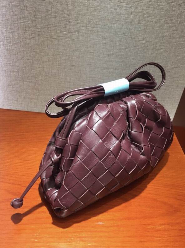 BOTTEGA VENETA Maroon Lambskin Mini Pouch