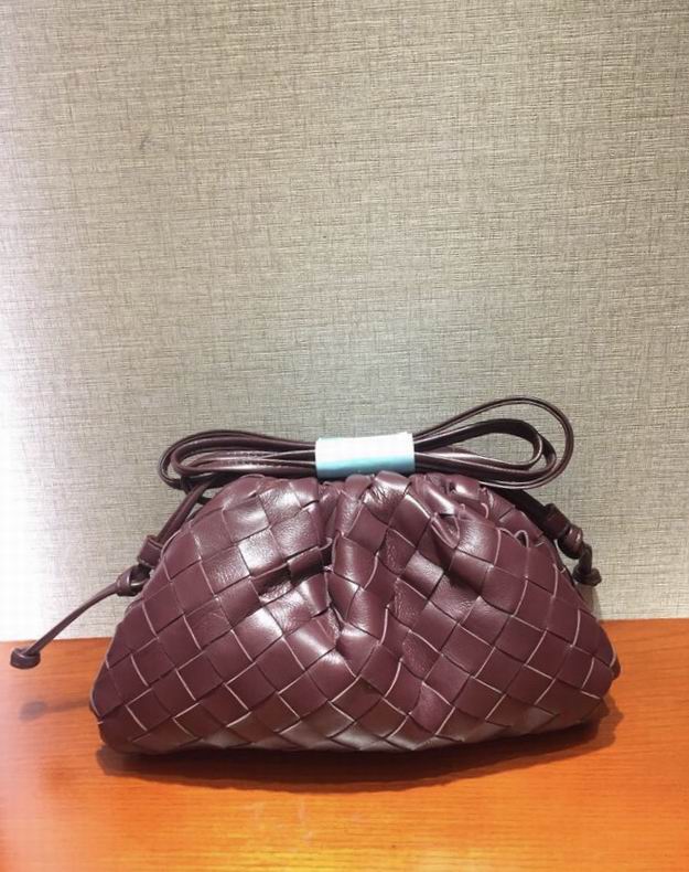 BOTTEGA VENETA Maroon Lambskin Mini Pouch