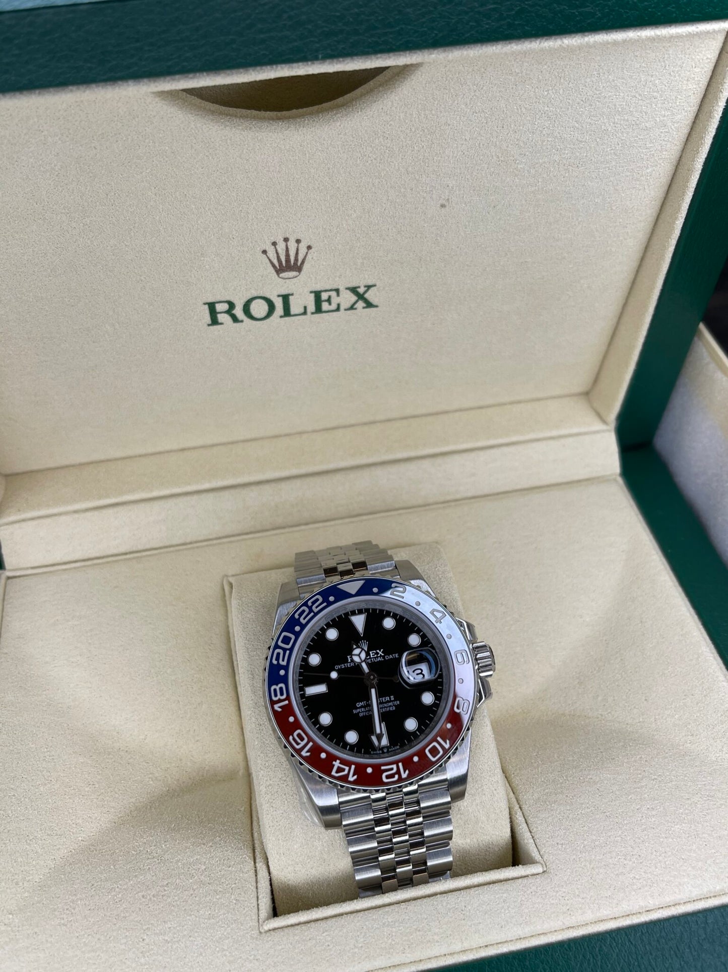 Rolex GMT-Master II 126710 BLNR Red/Blue Ceramic 904L Steel Best Edition on Oyster Bracelet