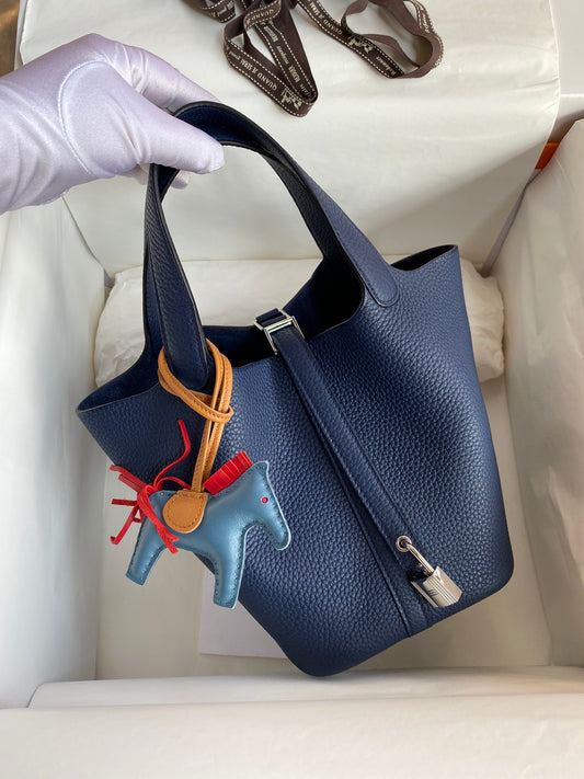 Hermès Picotin 18cm Navy Blue Gold hardware