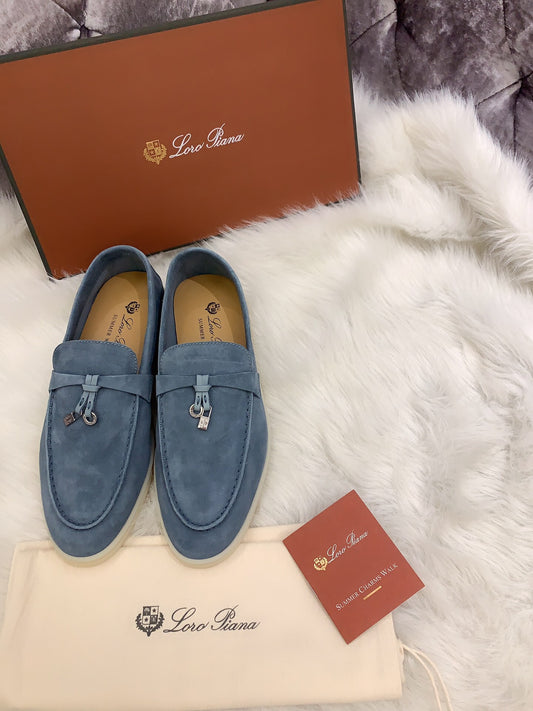 Loro Piana Summer Charms Walk Loafers in Grey