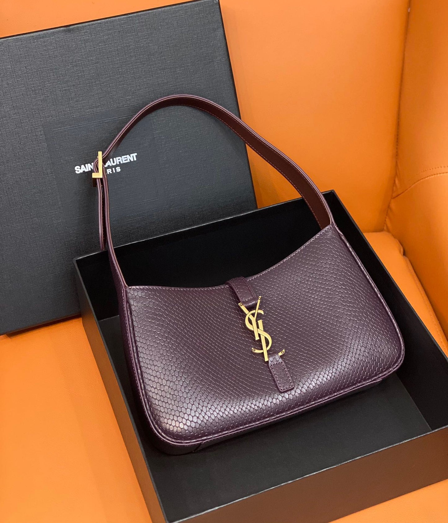 YSL Le 5 À 7 Hobo Bag In Grundy Croco