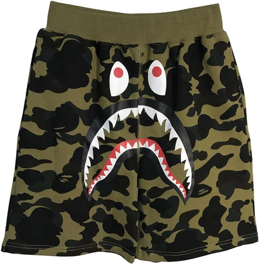 Bape Color Camo Shark Sweat Shorts Green