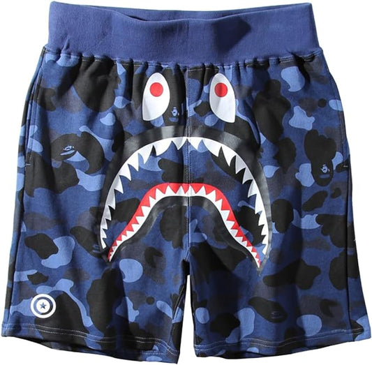 Bape Color Camo Shark Sweat Shorts Blue