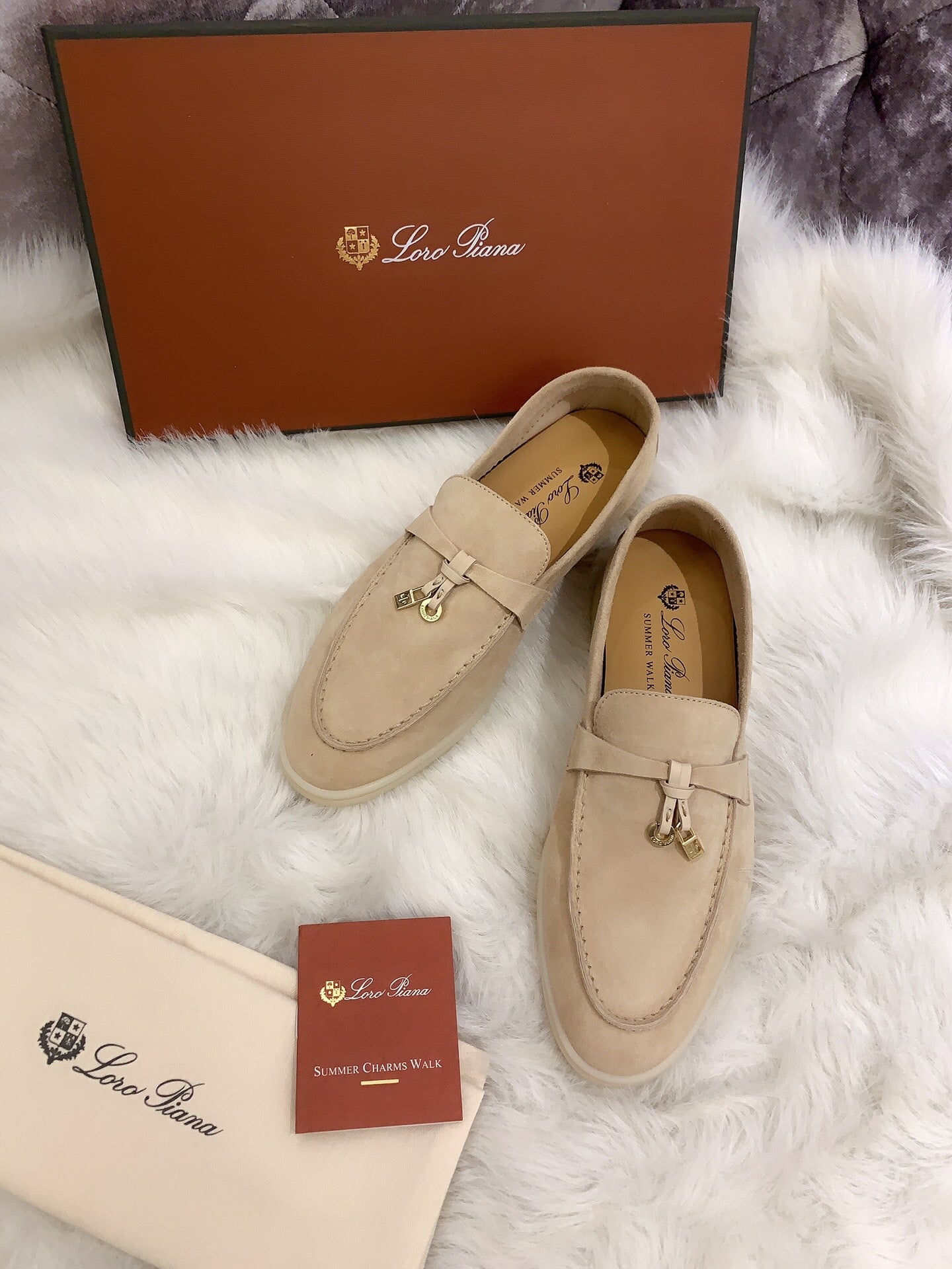 Loro Piana Summer Charms Walk Loafers in Beige