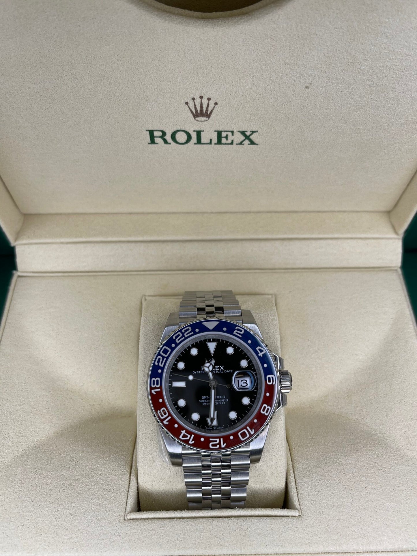Rolex GMT-Master II 126710 BLNR Red/Blue Ceramic 904L Steel Best Edition on Oyster Bracelet