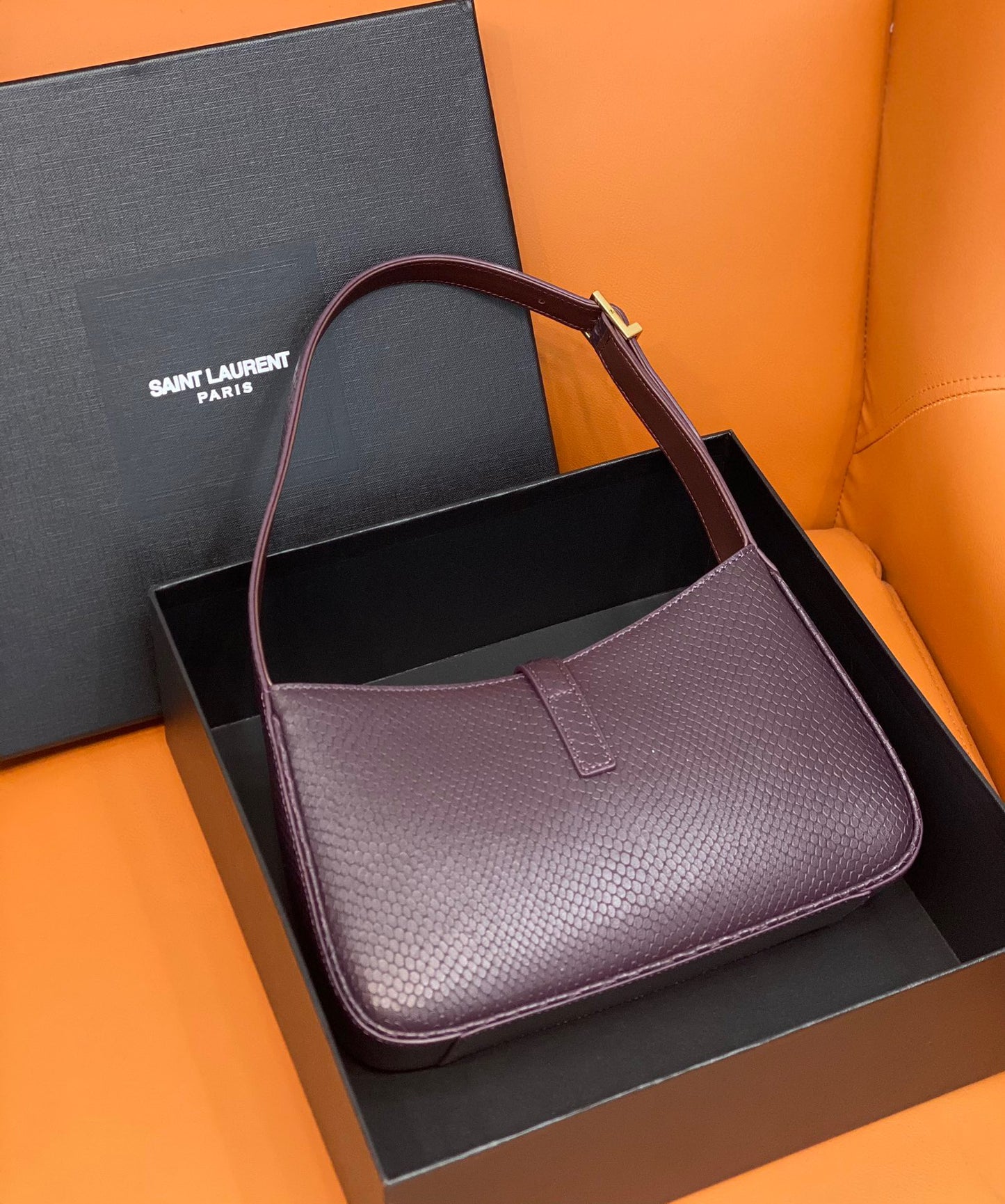 YSL Le 5 À 7 Hobo Bag In Grundy Croco