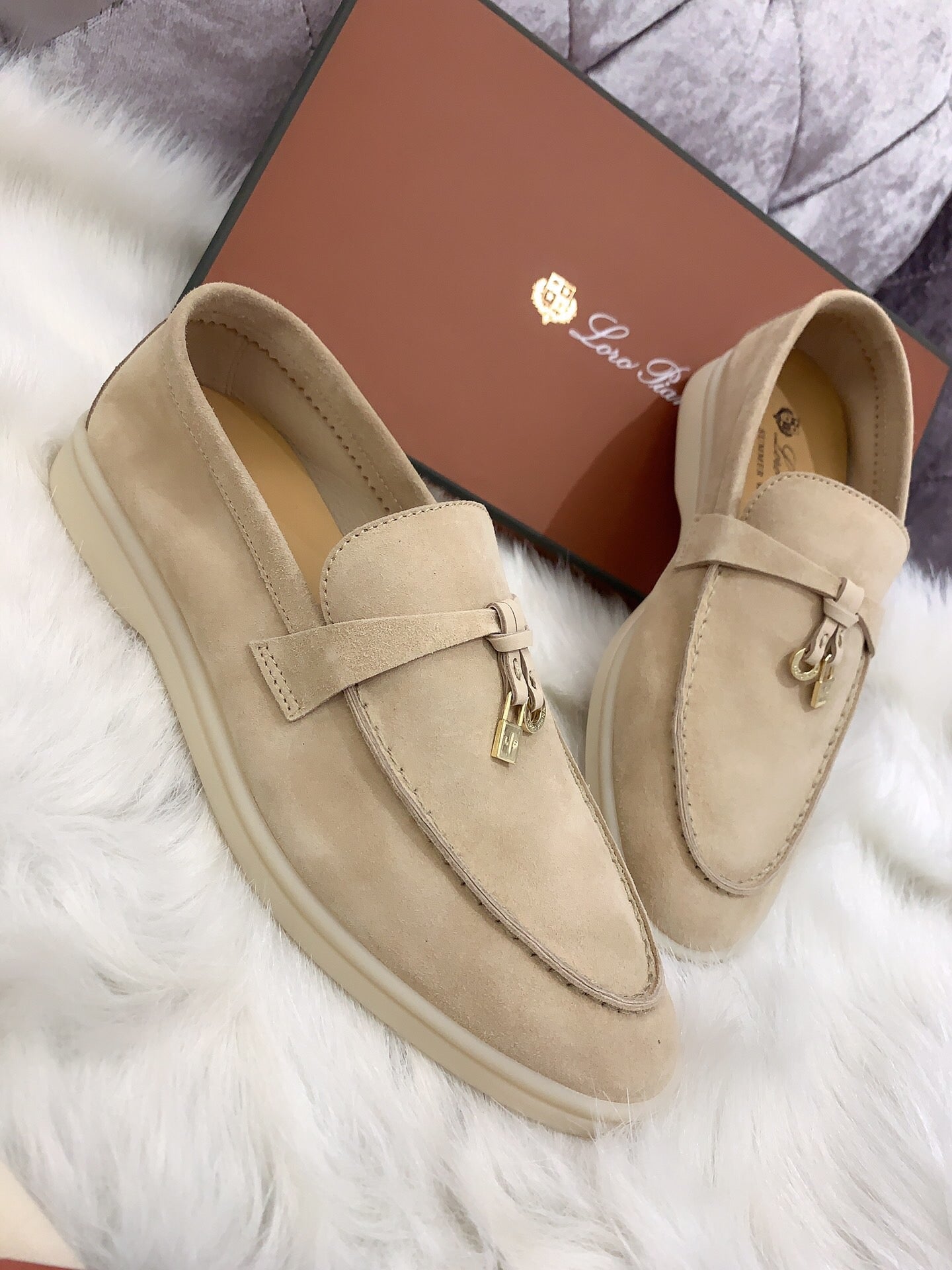 Loro Piana Summer Charms Walk Loafers in Beige