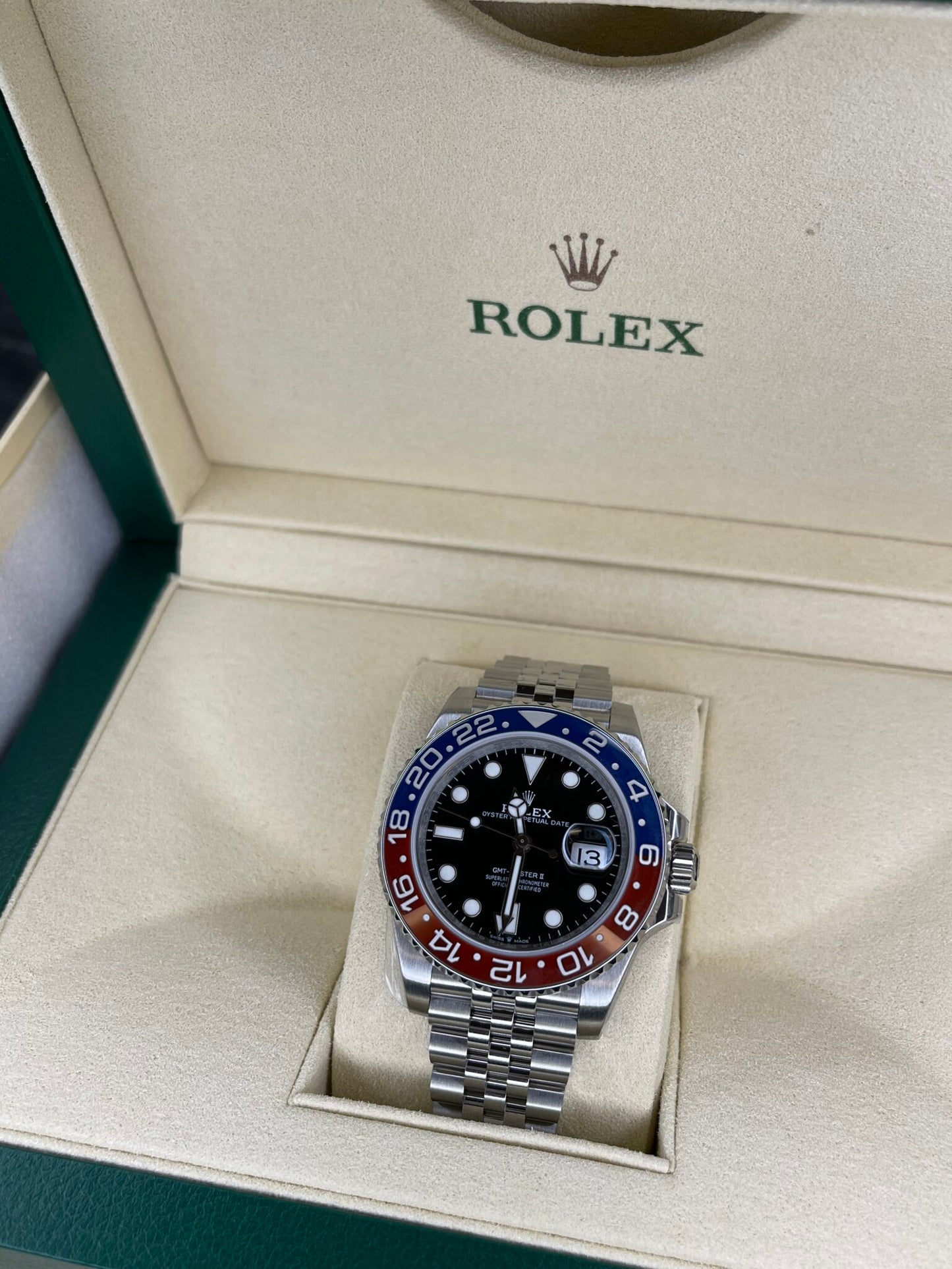 Rolex GMT-Master II 126710 BLNR Red/Blue Ceramic 904L Steel Best Edition on Oyster Bracelet