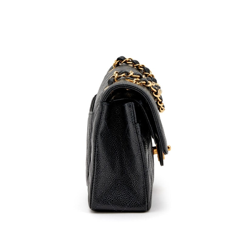 Chanel Small Classic Double Flap Bag Black Quilted Caviar gold Hardware