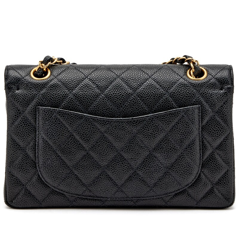 Chanel Small Classic Double Flap Bag Black Quilted Caviar gold Hardware
