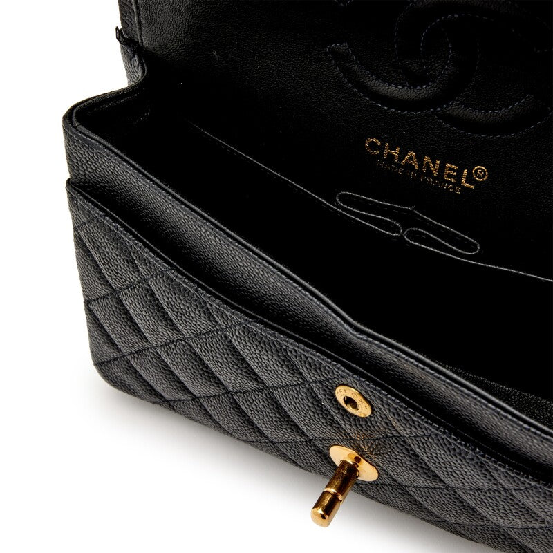 Chanel Small Classic Double Flap Bag Black Quilted Caviar gold Hardware
