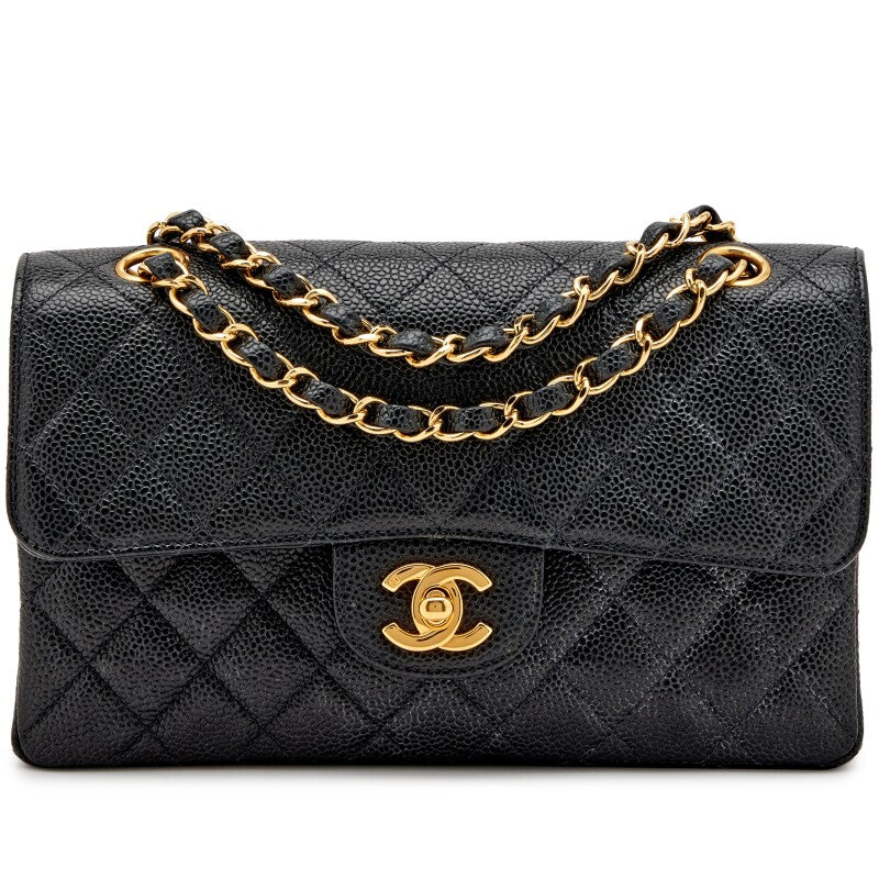 Chanel Small Classic Double Flap Bag Black Quilted Caviar gold Hardware