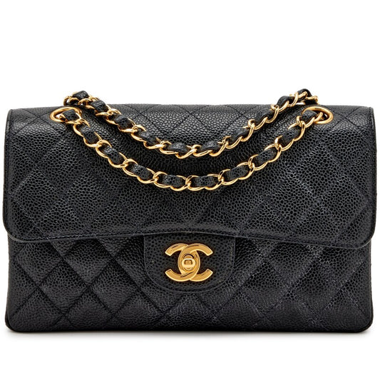 Chanel Small Classic Double Flap Bag Black Quilted Caviar gold Hardware