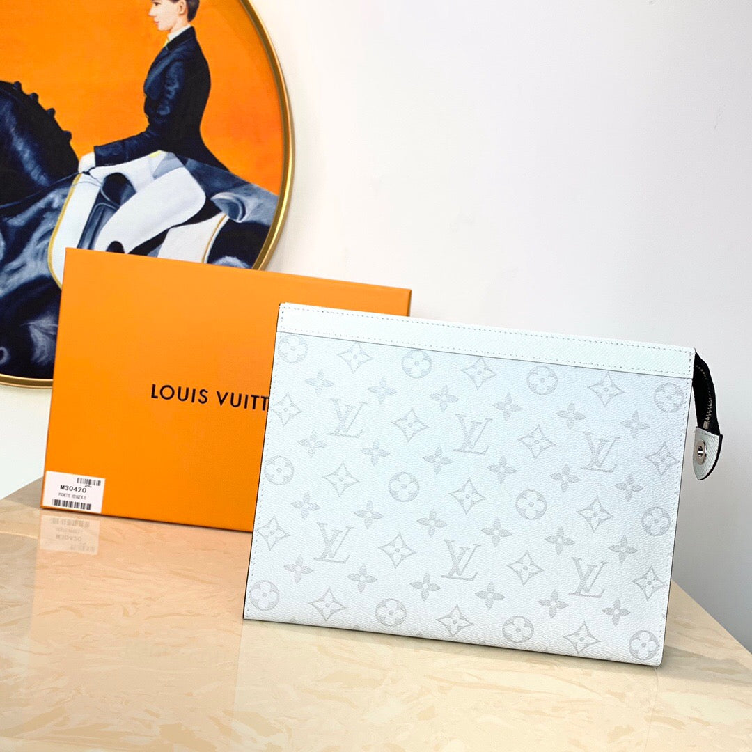 LV Pochette Voyage Monogram Eclipse White