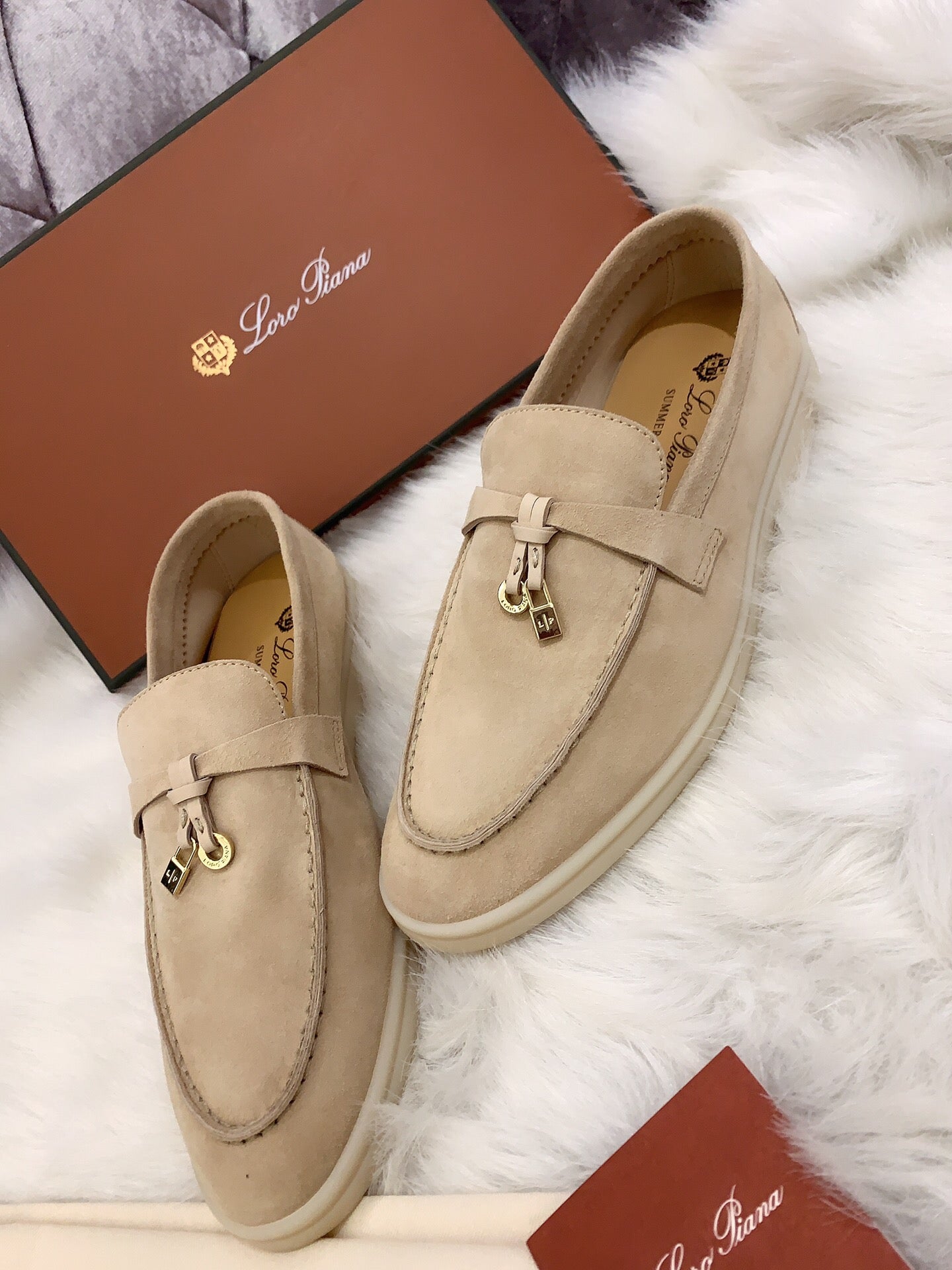 Loro Piana Summer Charms Walk Loafers in Beige