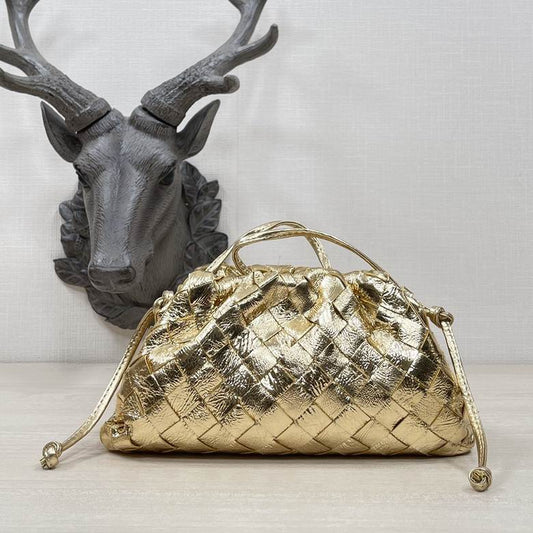 Bottega Veneta Metallic Gold Mini Pouch Clutch Visit