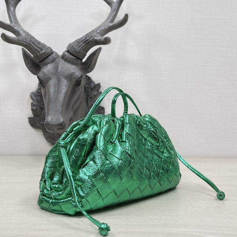 Bottega Veneta Metallic Green Mini Pouch Clutch