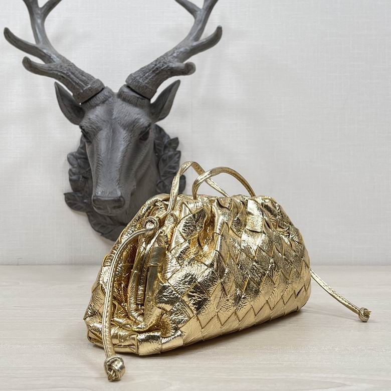 Bottega Veneta Metallic Gold Mini Pouch Clutch Visit