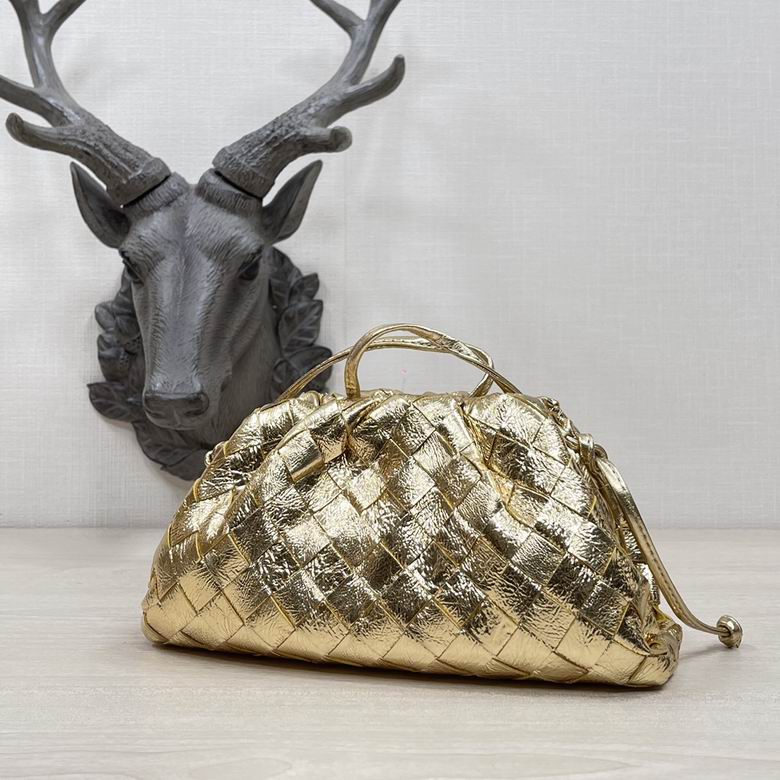 Bottega Veneta Metallic Gold Mini Pouch Clutch Visit