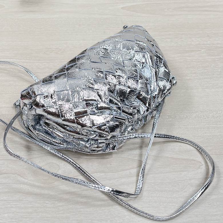 Bottega Veneta Metallic Silver Mini Pouch Clutch
