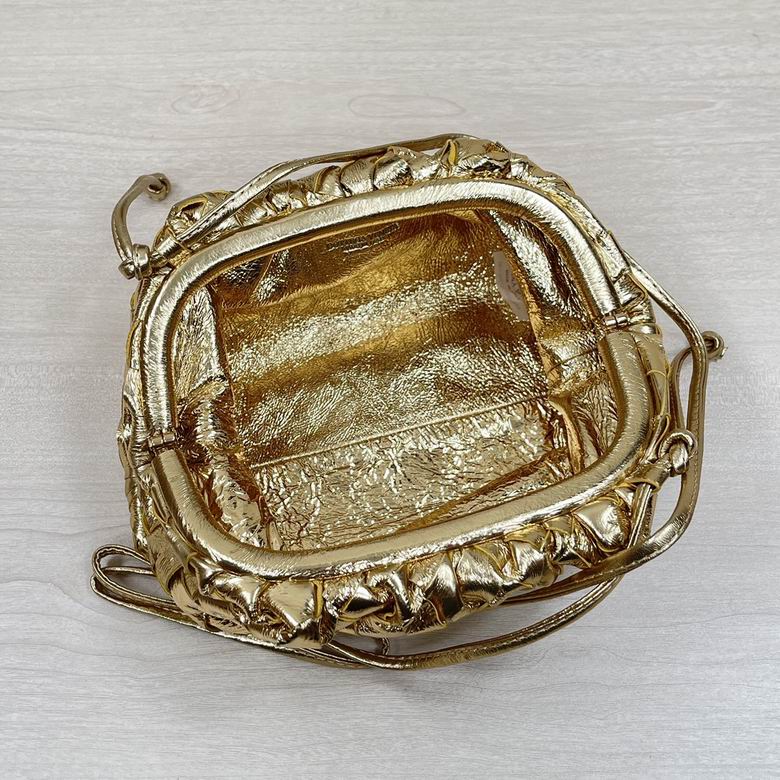 Bottega Veneta Metallic Gold Mini Pouch Clutch Visit