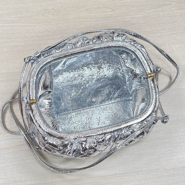 Bottega Veneta Metallic Silver Mini Pouch Clutch