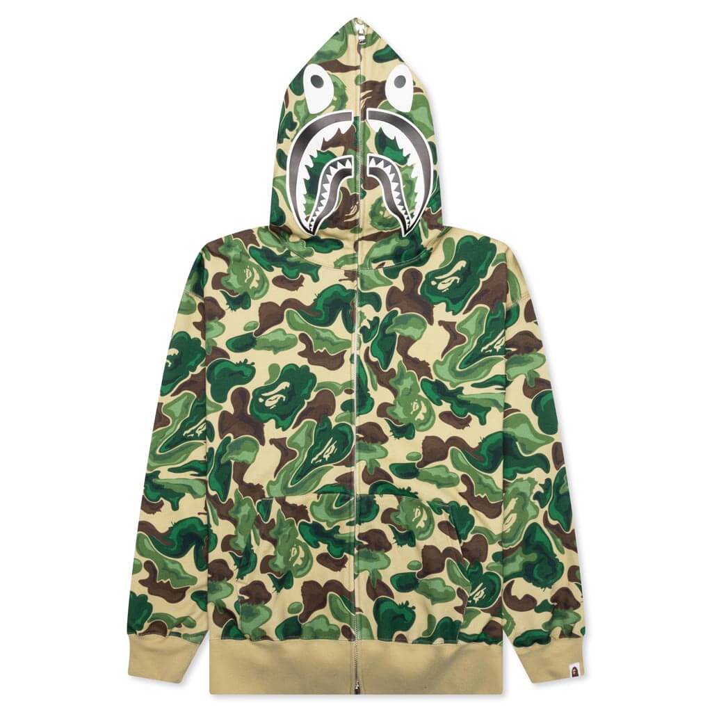 A BATHING APE BAPE ART CAMO SHARK HOODIE - GREEN
