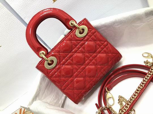 Dior Small Lady D in Red Lambskin Gold Hardware