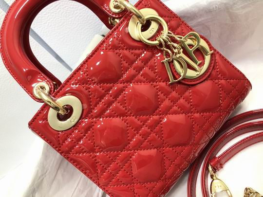 Dior Small Lady D in Red Lambskin Gold Hardware