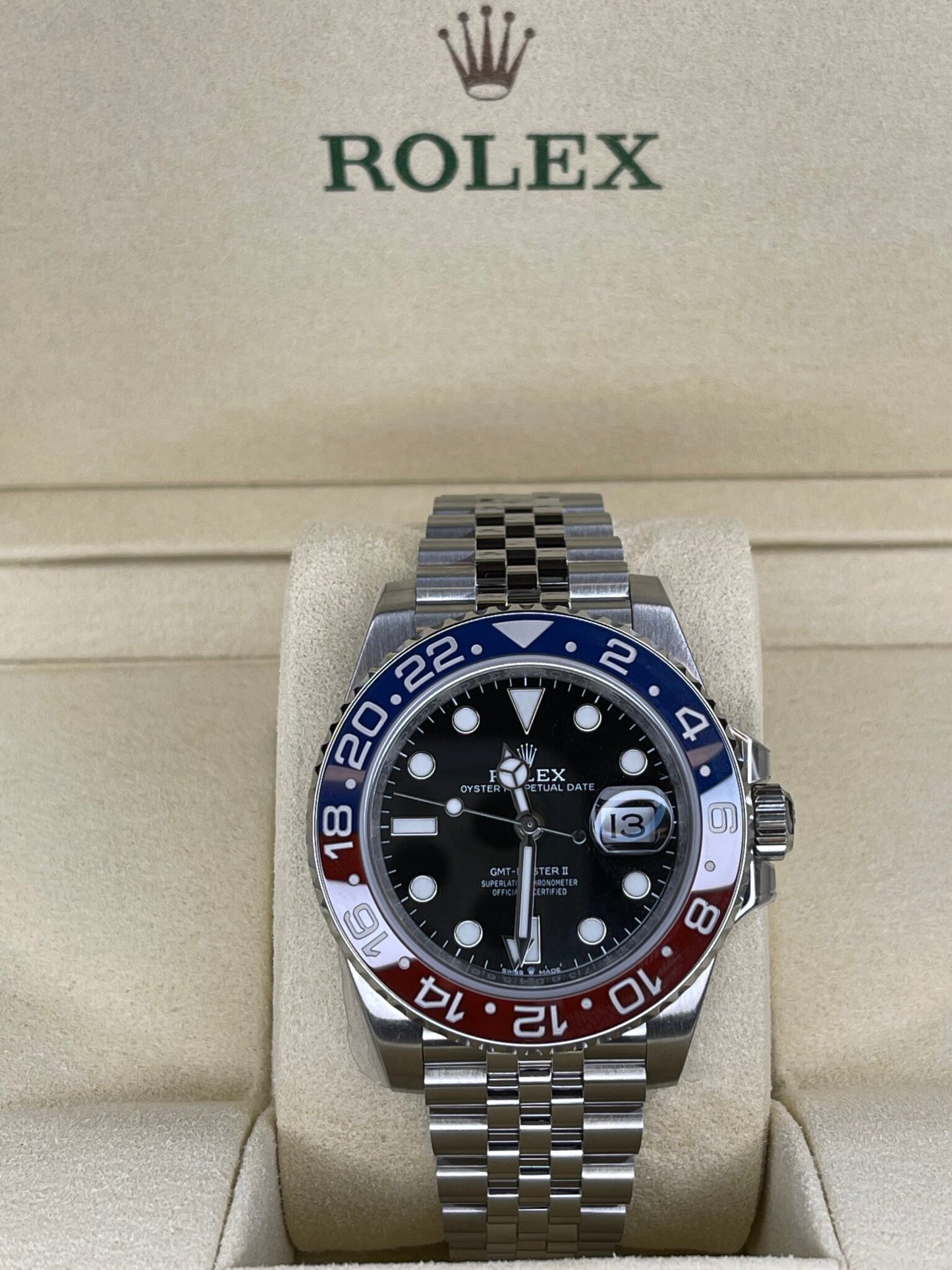 Rolex GMT-Master II 126710 BLNR Red/Blue Ceramic 904L Steel Best Edition on Oyster Bracelet