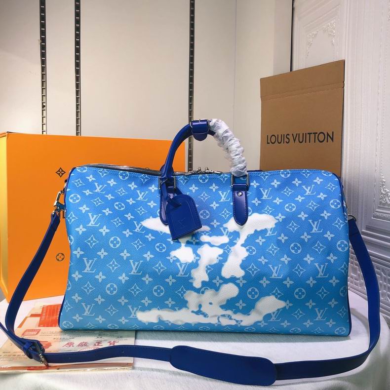 Louis Vuitton Keepall Bandouliere Clouds Monogram 50 Blue