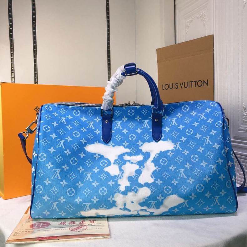 Louis Vuitton Keepall Bandouliere Clouds Monogram 50 Blue