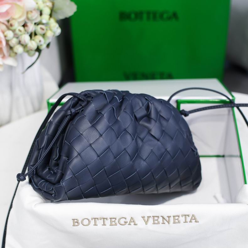 BOTTEGA VENETA Dark Blue Lambskin Mini Pouch