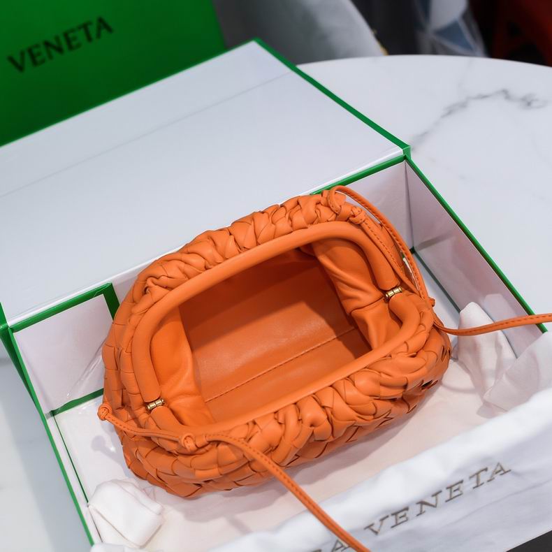 BOTTEGA VENETA Orange Lambskin Mini Pouch