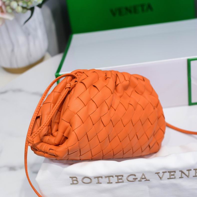 BOTTEGA VENETA Orange Lambskin Mini Pouch