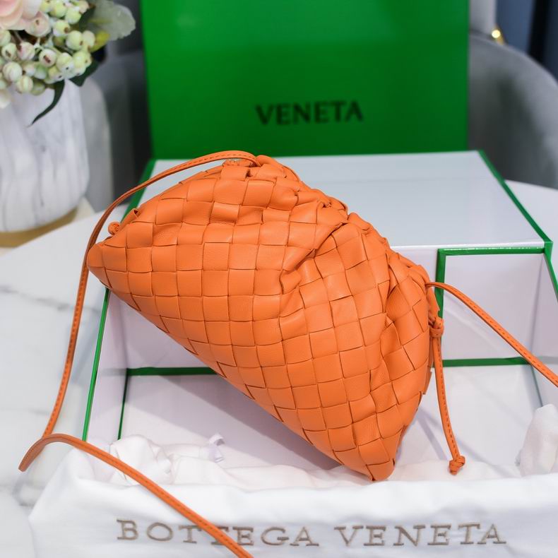 BOTTEGA VENETA Orange Lambskin Mini Pouch