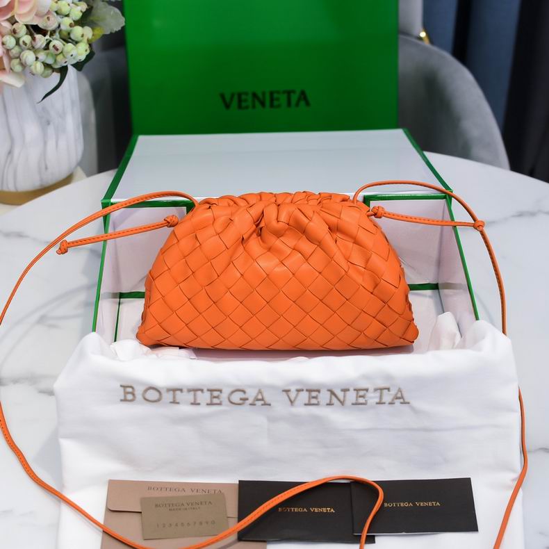 BOTTEGA VENETA Orange Lambskin Mini Pouch