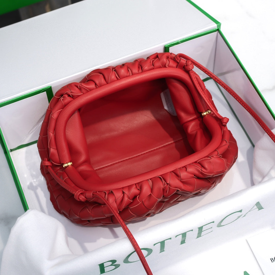BOTTEGA VENETA Red Lambskin Mini Pouch
