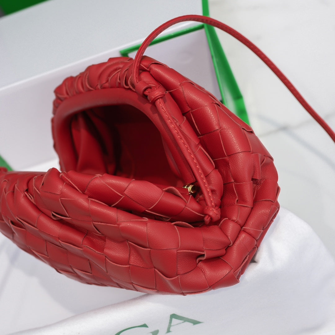 BOTTEGA VENETA Red Lambskin Mini Pouch