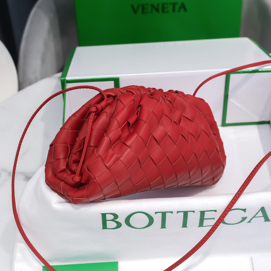 BOTTEGA VENETA Red Lambskin Mini Pouch