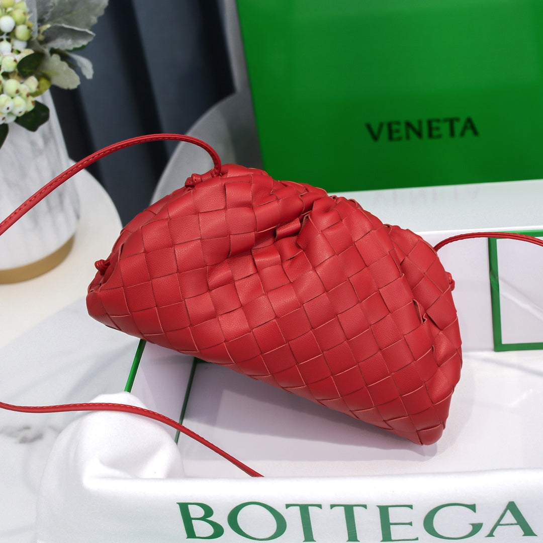 BOTTEGA VENETA Red Lambskin Mini Pouch